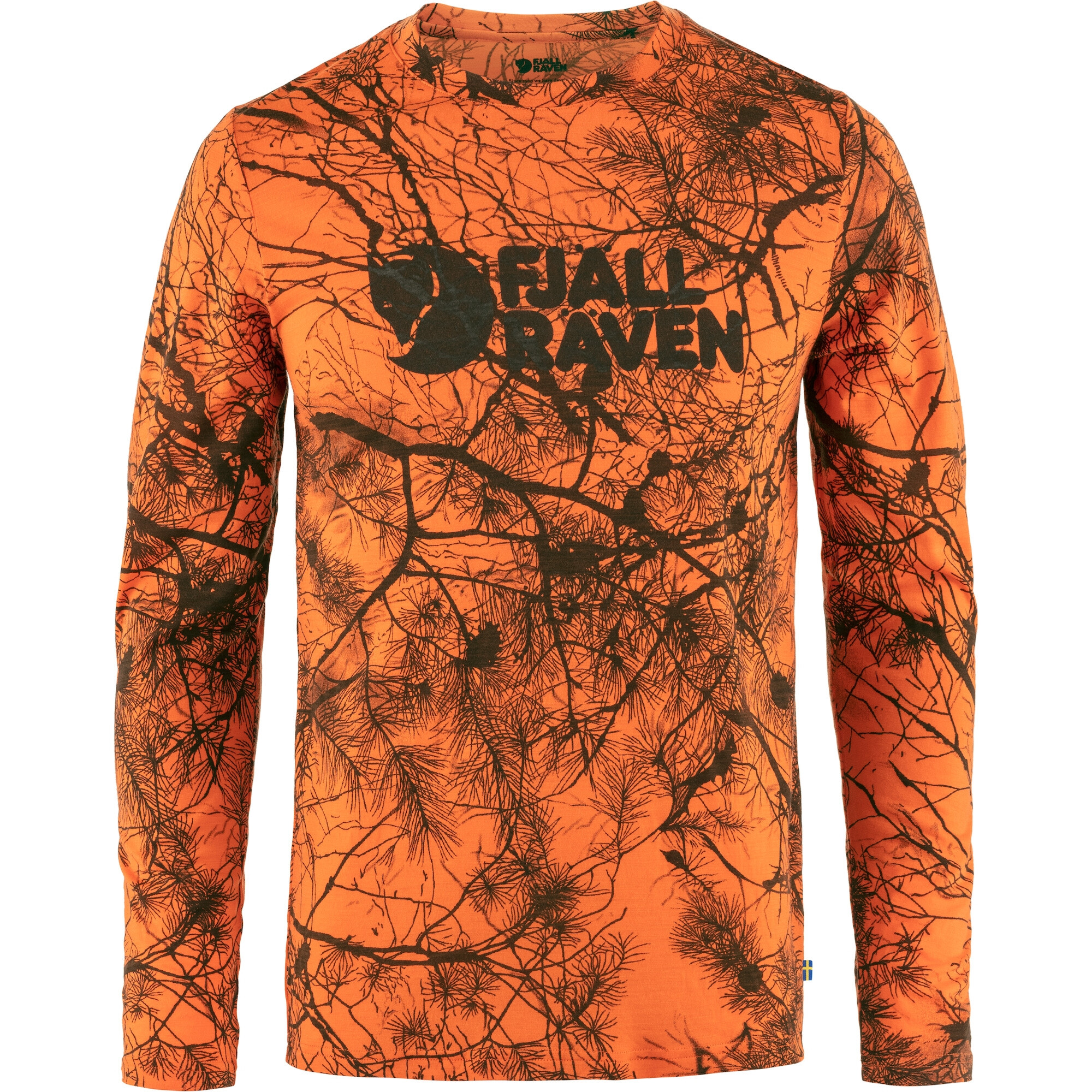 FJÄLLRÄVEN VÄRMLAND WOOL LS SHIRT ORANGE MULTI CAMO - Palaidinės