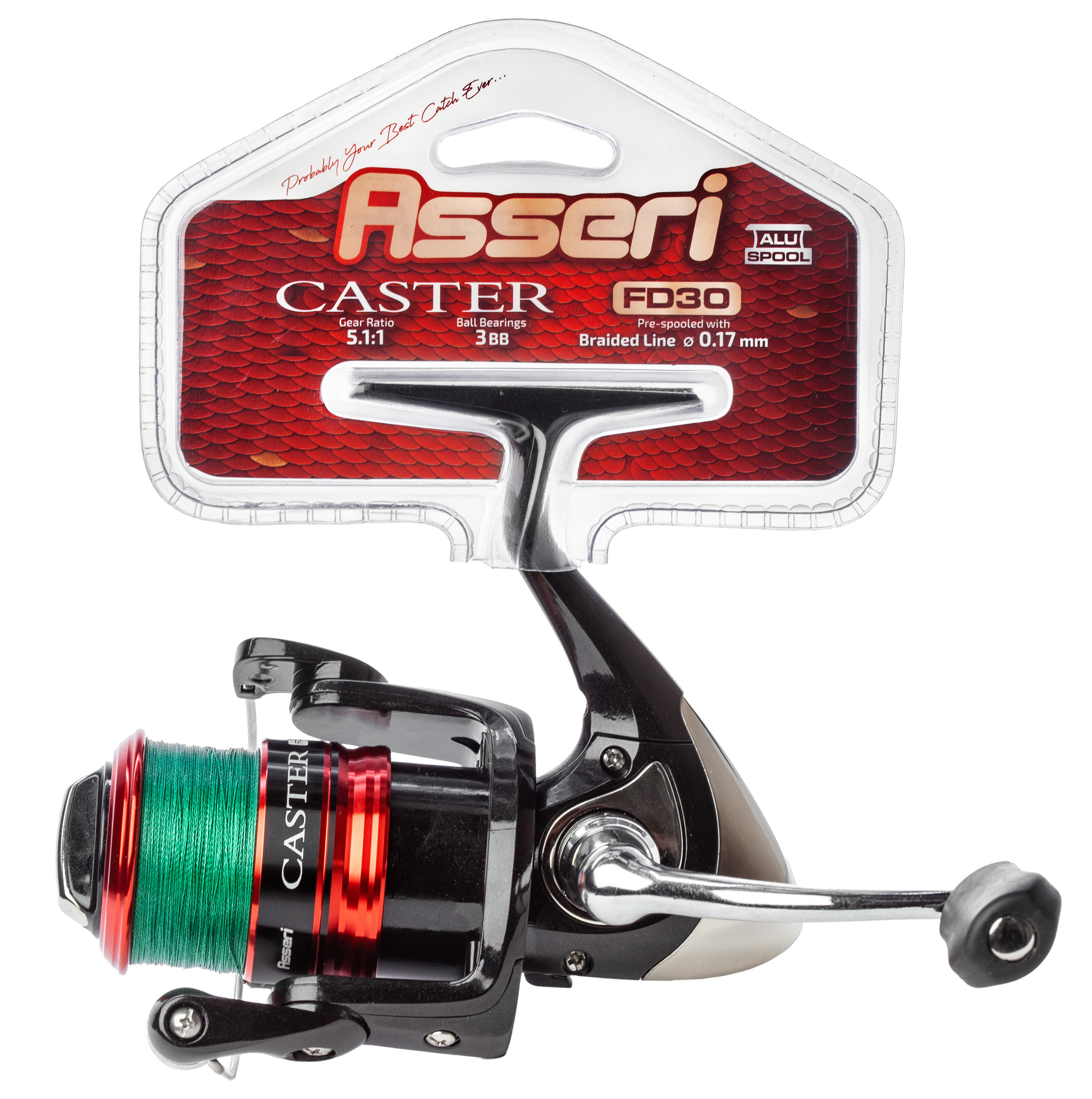 ASSERI CASTER 40 FD FISHING REEL WITH BRAIDED LINE 3BB