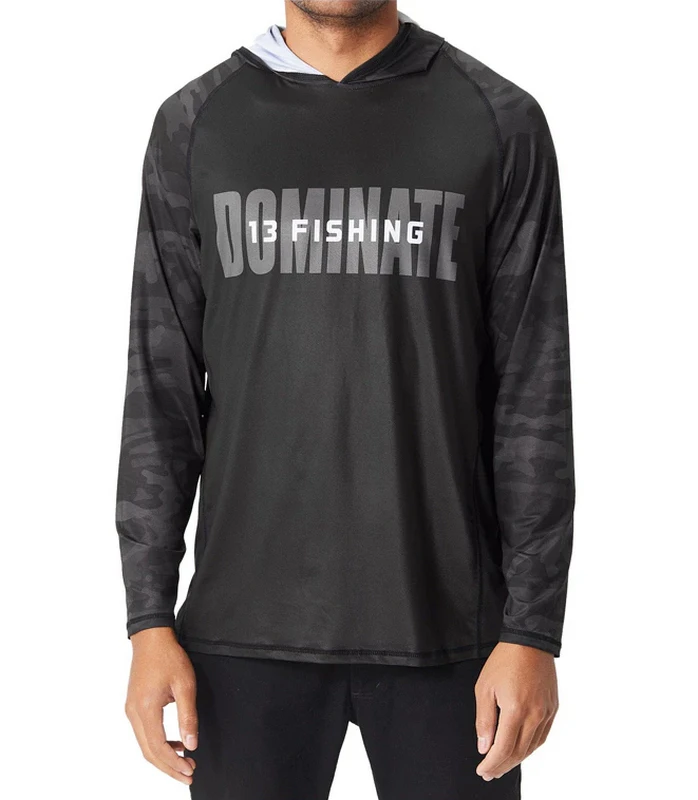 13 FISHING LONG SLEEVE HOODED SHIRT NOIRE