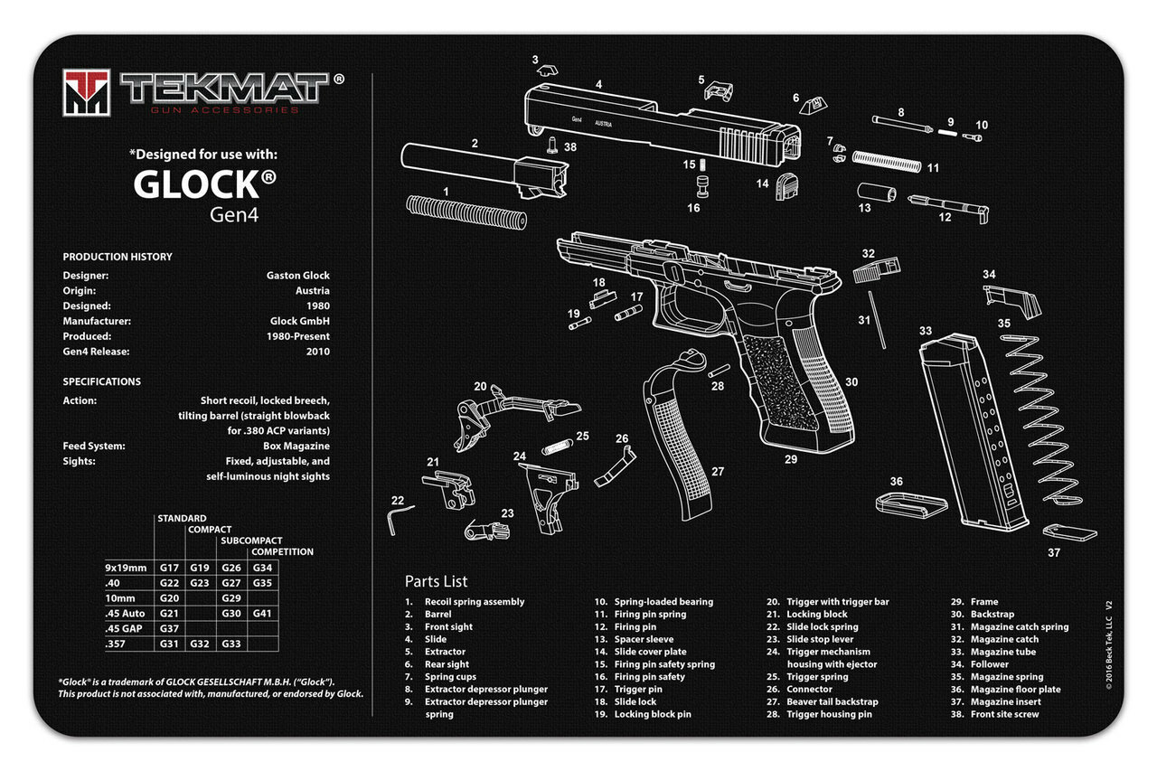 TEKMAT GLOCK GEN4 GUN CLEANING MAT