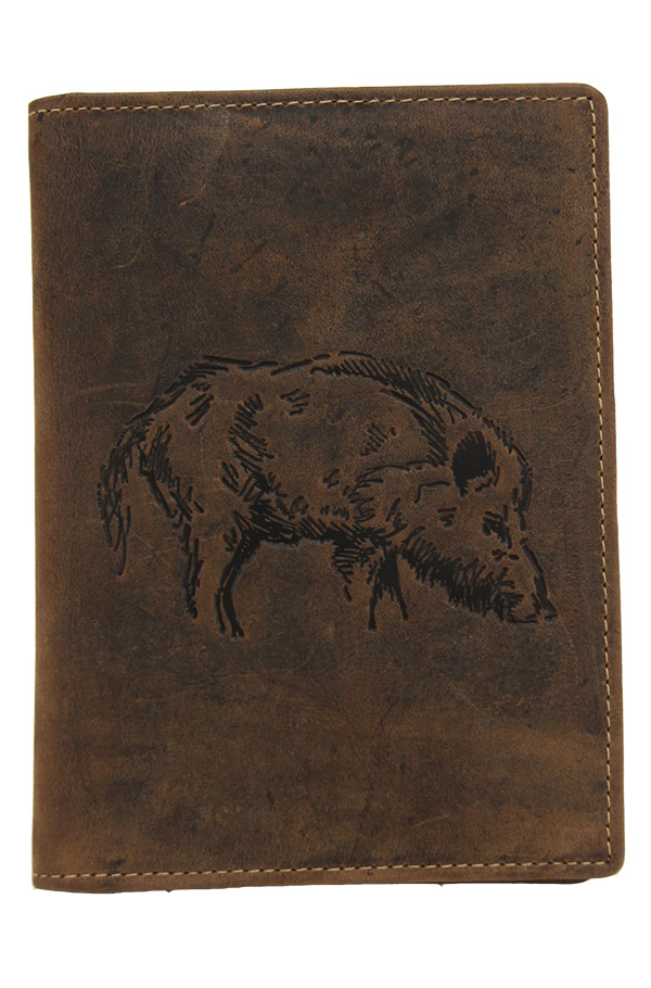 WALLET WITH EMBOSSED WILD BOAR