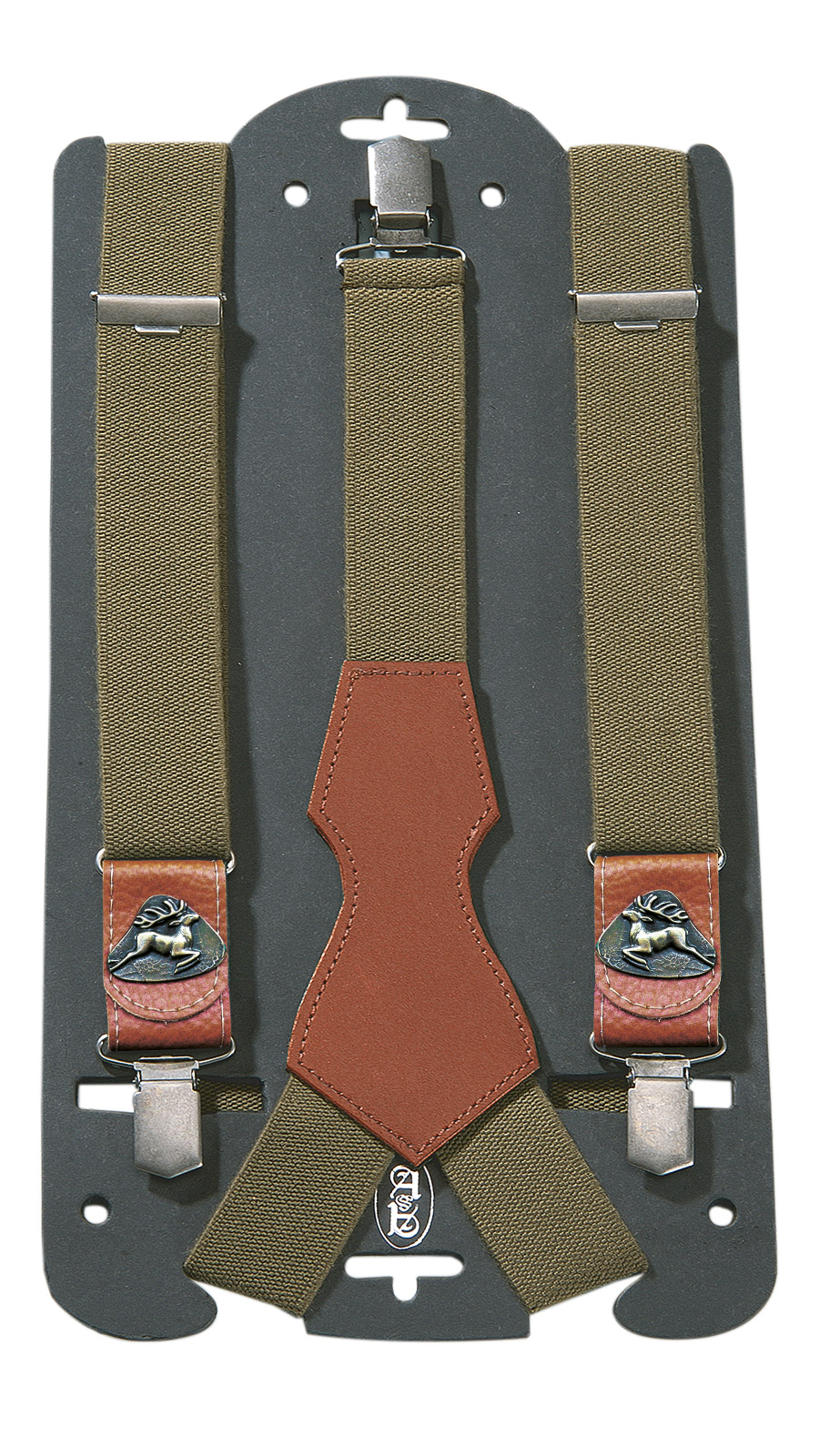 AKAH SUSPENDERS WITH LEATHER  STAG