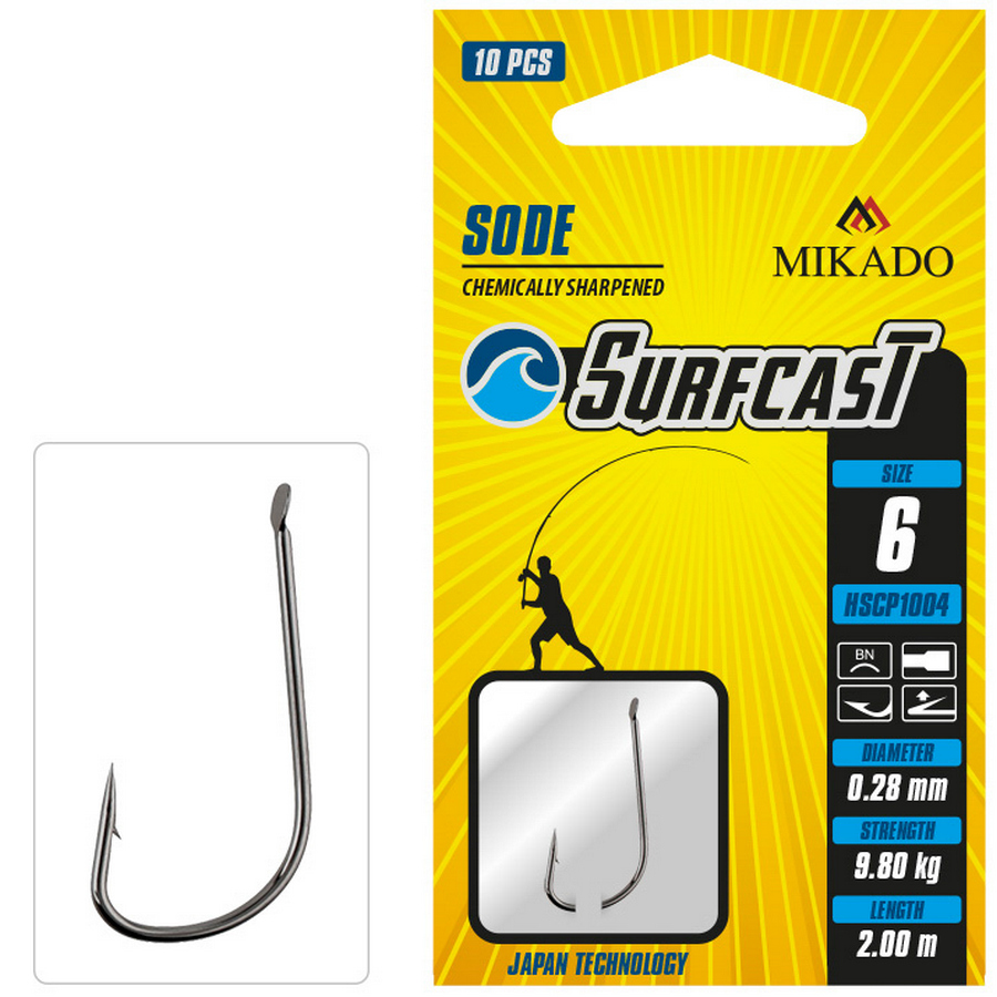 КРЮЧОК С ПОВОДКОМ MIKADO SURFCAST SODE 10 ШТ.