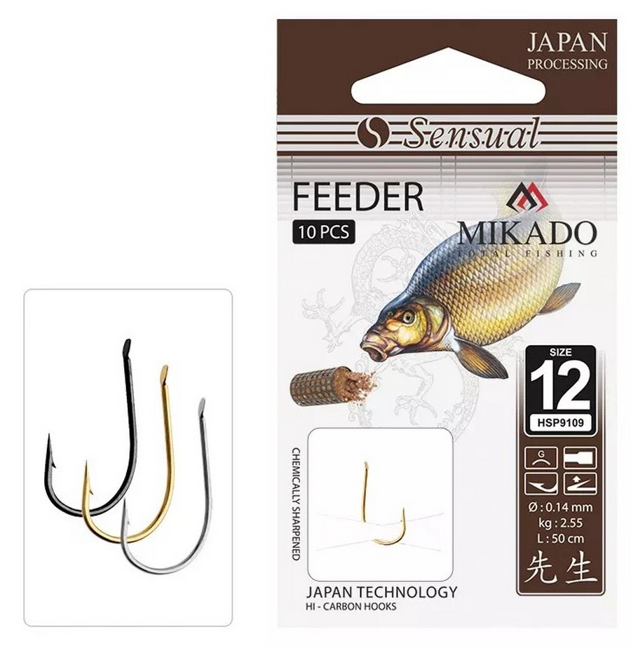MIKADO SENSUAL FEEDER HOOK WITH LEADER NI 0,14 MM 10 PCS