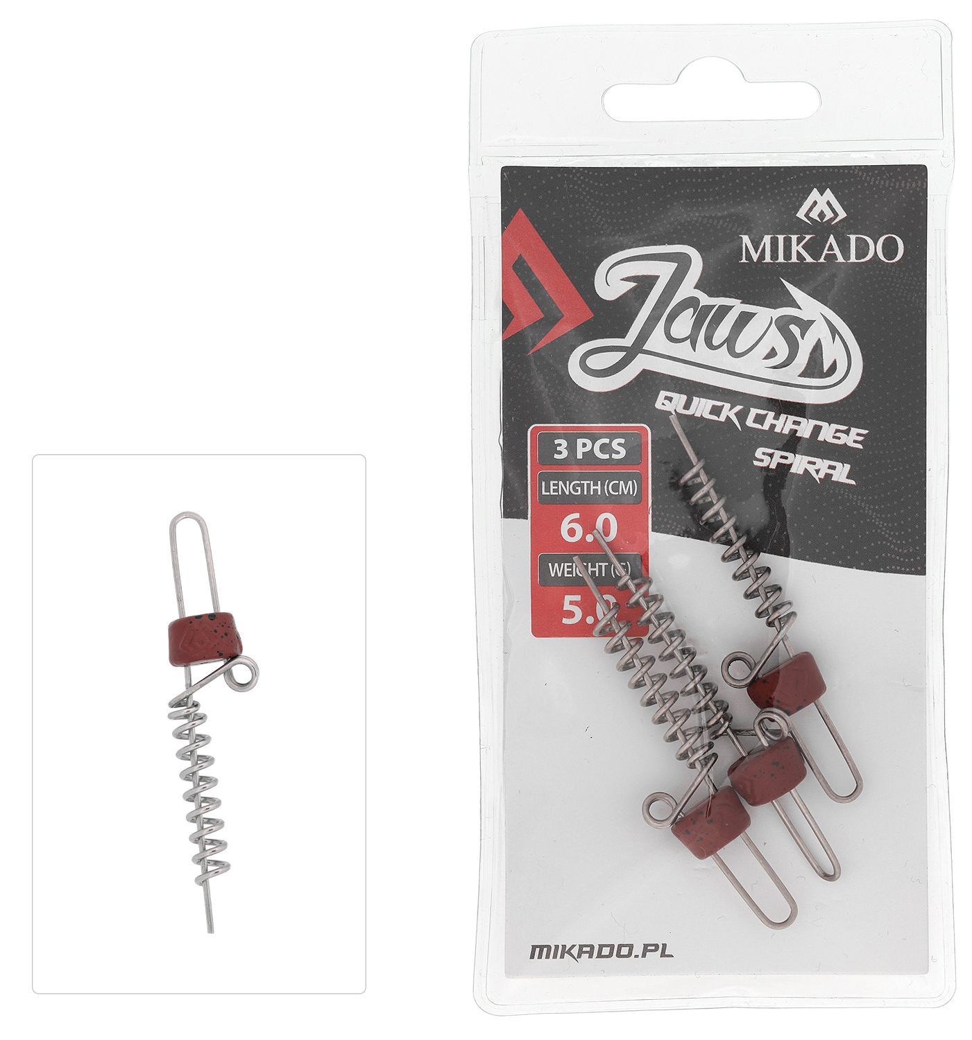 СПИРАЛЬ ДЛЯ СИЛИКОНОВОЙ ПРИМАНКИ MIKADO JAWS QUICK CHANGE 6 CM 3 ШТ.