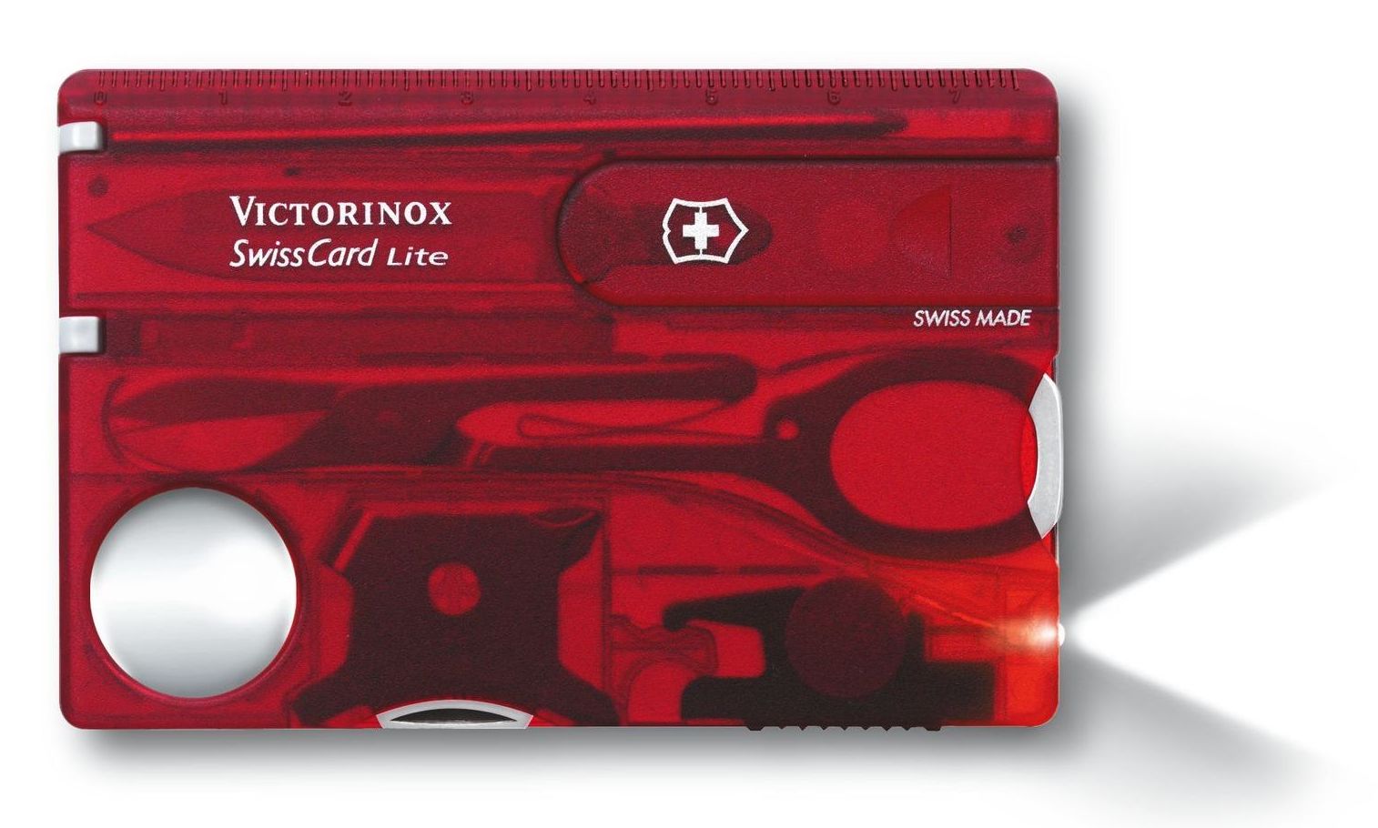 VICTORINOX SWISS CARD LITE IN RED TRANSPARENT
