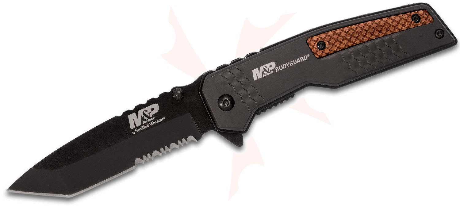 SMITH&WESSON MP BODYGUARD TANTO SERRATED BLACK FOLDING KNIFE BLACK