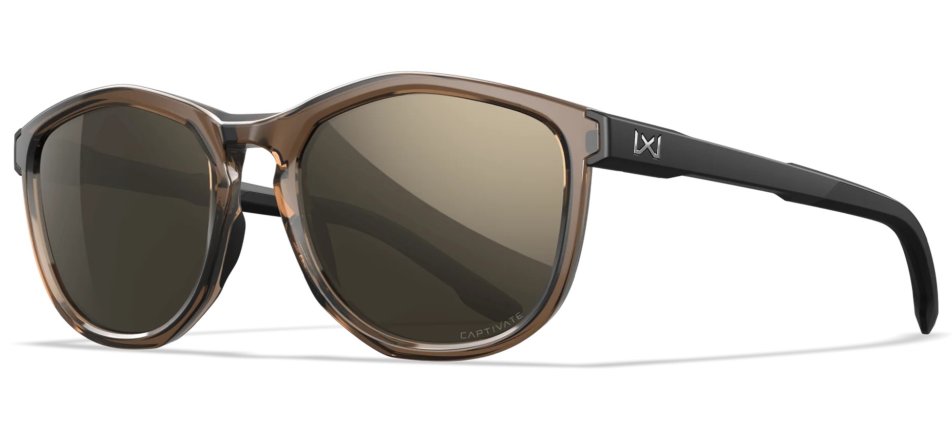 WILEYX BRAVO SUNGLASSES CAPTIVATE TUNGSTEN MIRROR GLOSS CRYSTAL TAN/MATTE BLACK FRAME