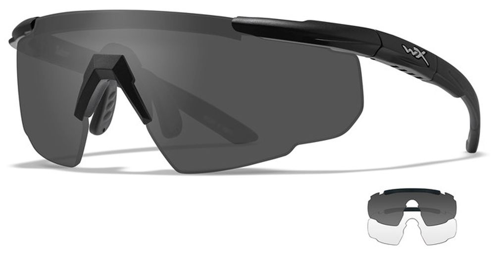 WILEYX SABER ADV SMOKE/CLEAR BLACK FRAME SHOOTING GLASSES