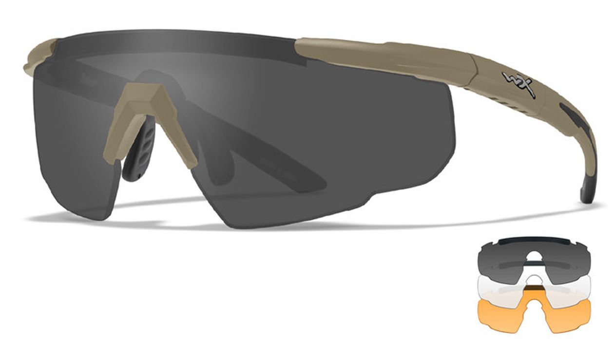 WILEYX SABER ADV SMOKE/CLEAR/RUST TAN FRAME SHOOTING GLASSES