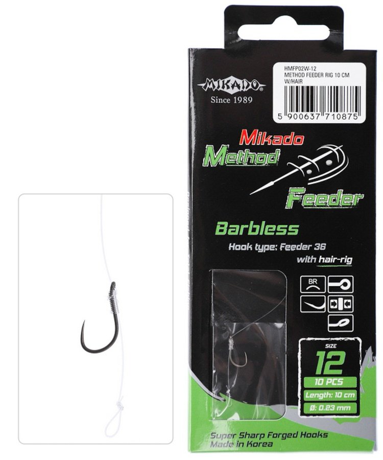 MIKADO METHOD FEEDER RIG WITH HAIR 8 PCS - Hooks
