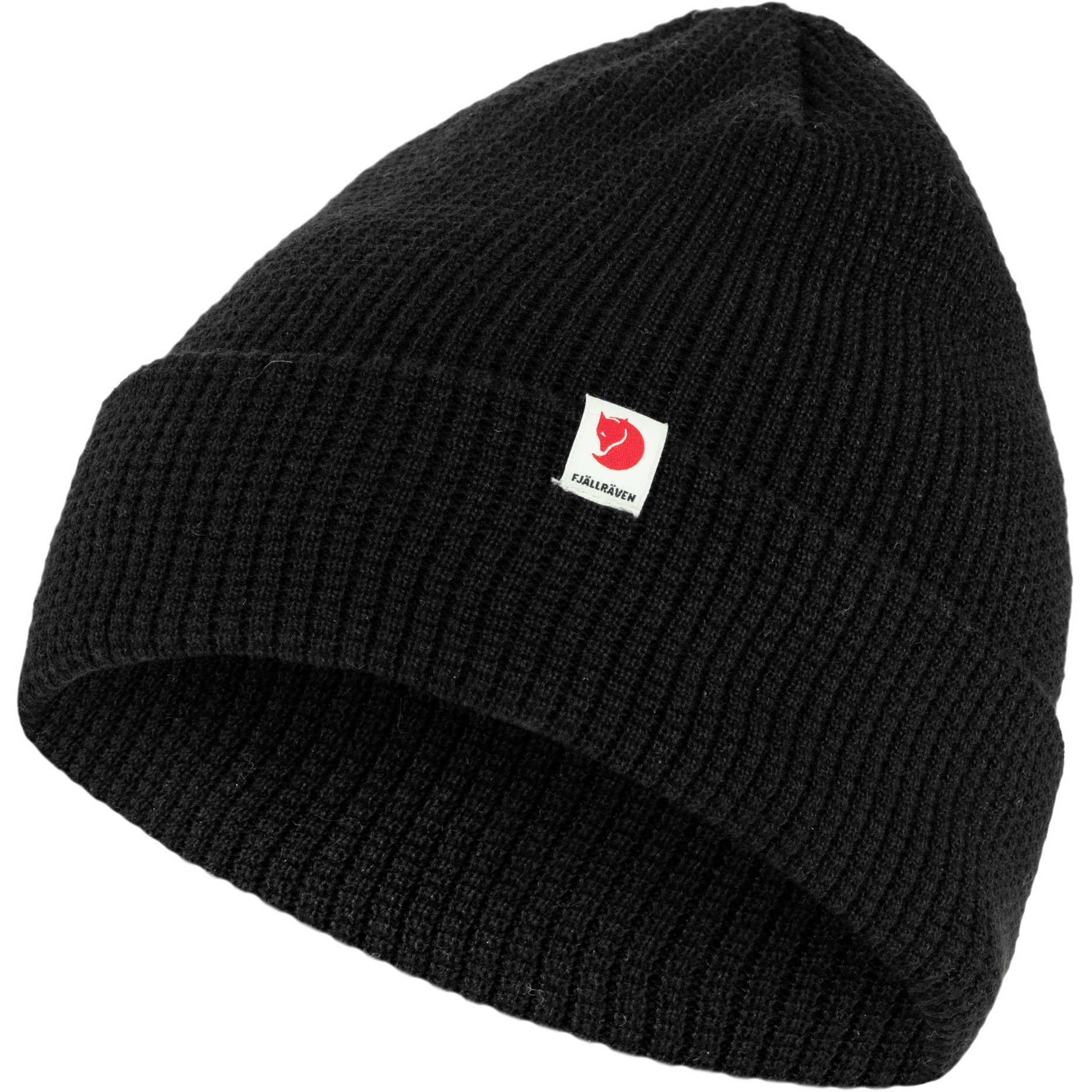 FJÄLLRÄVEN TAB HAT LIGHTWEIGHT KNITTED BEANIE BLACK